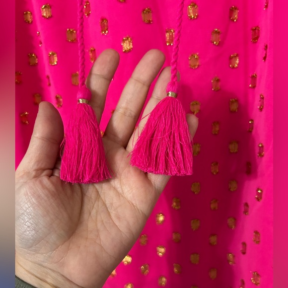 Hot Pink and Gold Polka Dot Crown & Ivy Top Size L - Picture 4 of 7